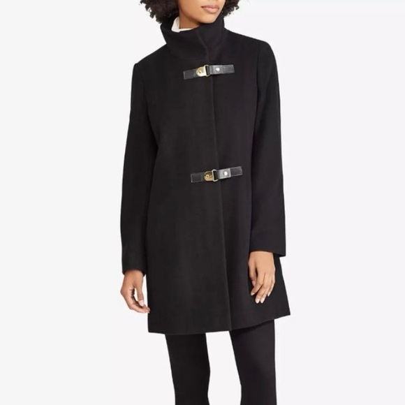 Lauren Ralph Lauren Black Walker Wool Blend Coat - Picture 1 of 16